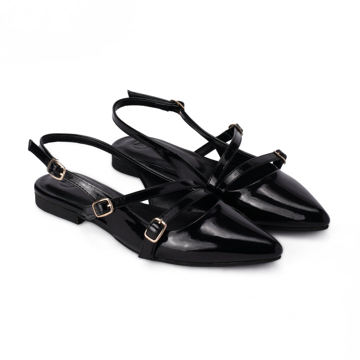 Brava Black Slingback Pointed Toe Flat