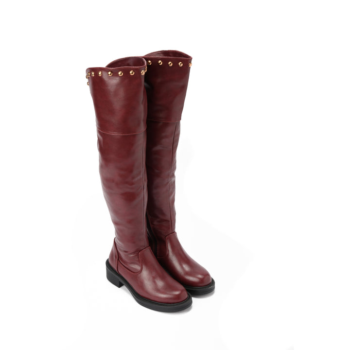 Brava — Studline Over-the-Knee Boot- Burgundy