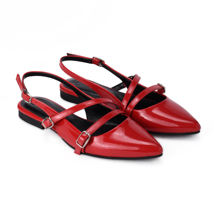 Brava Maroon Slingback Pointed Toe Flat