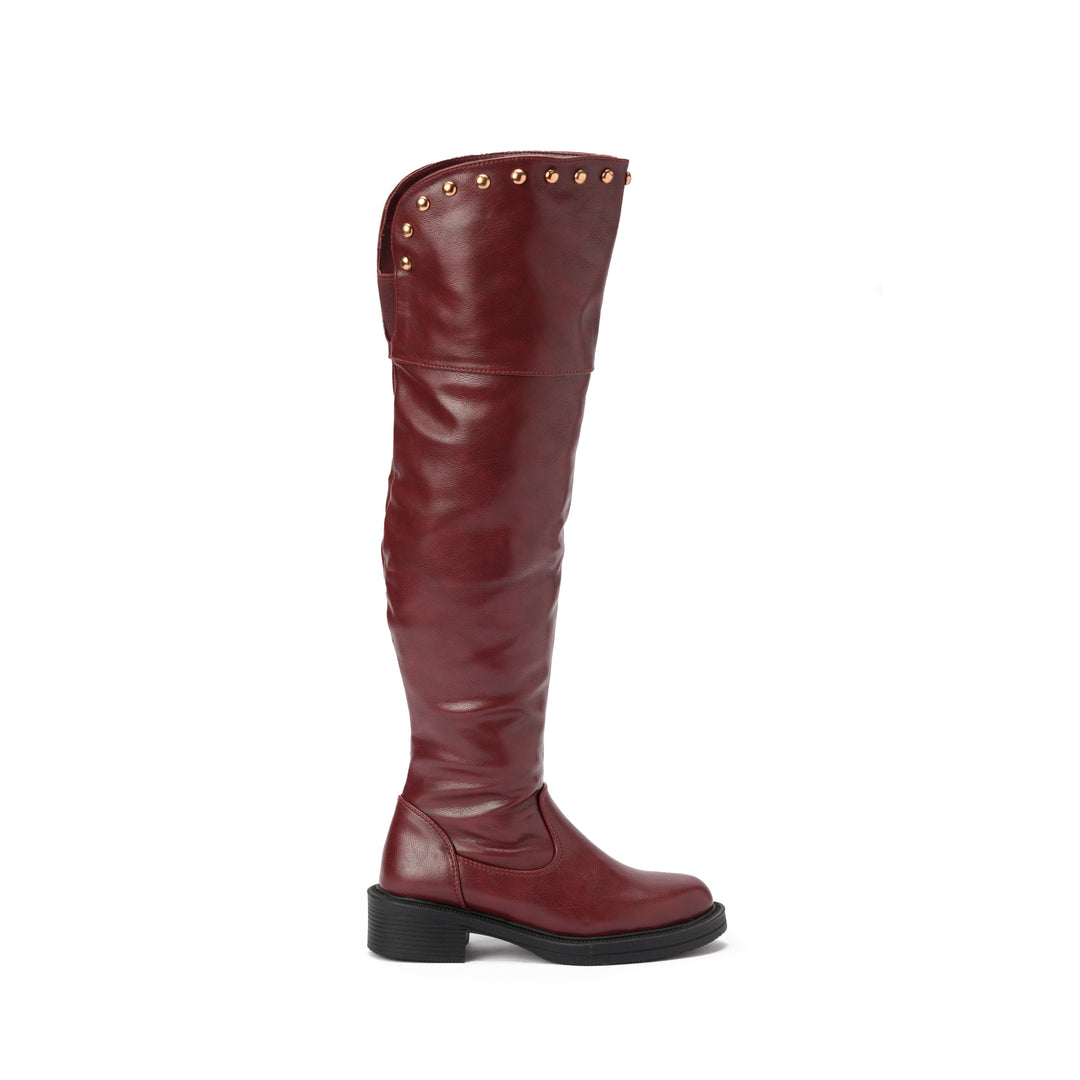 Brava — Studline Over-the-Knee Boot- Burgundy