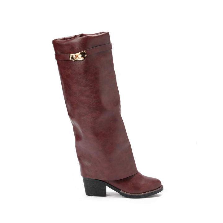 Brava — Sleek Sheath Knee Boot- Burgundy