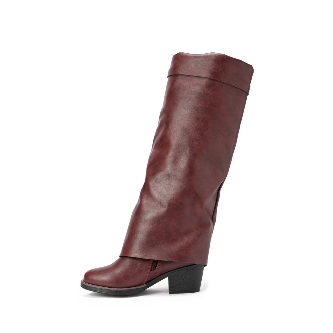Brava — Sleek Sheath Knee Boot- Burgundy