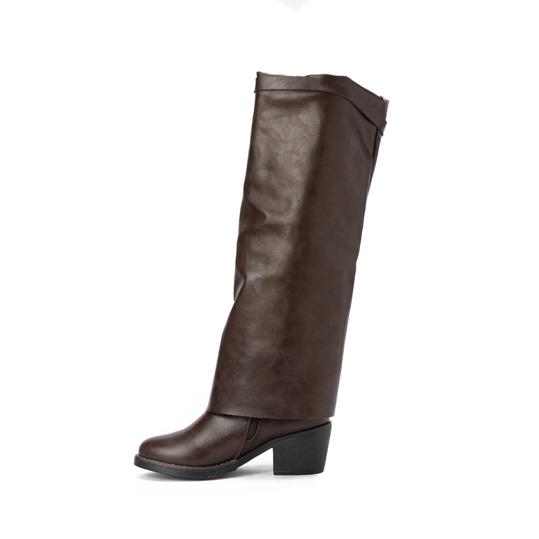 Brava — Sleek Sheath Knee Boot- Brown