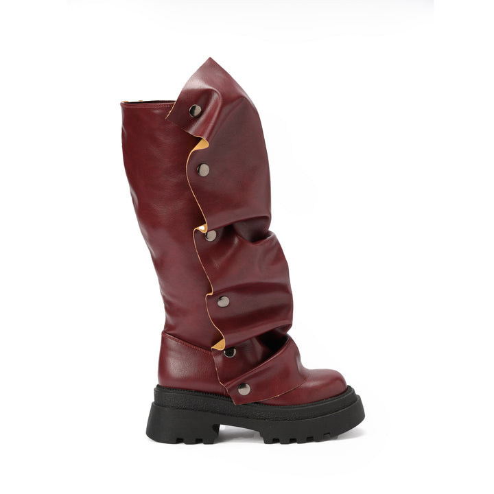 Brava — Ruffle Armor Boot- Wine