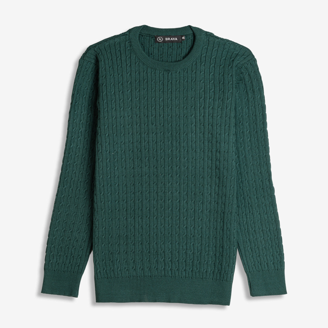 Brava Dark Green Braided Pullover