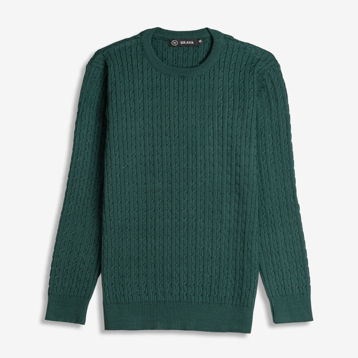 Brava Dark Green Braided Pullover