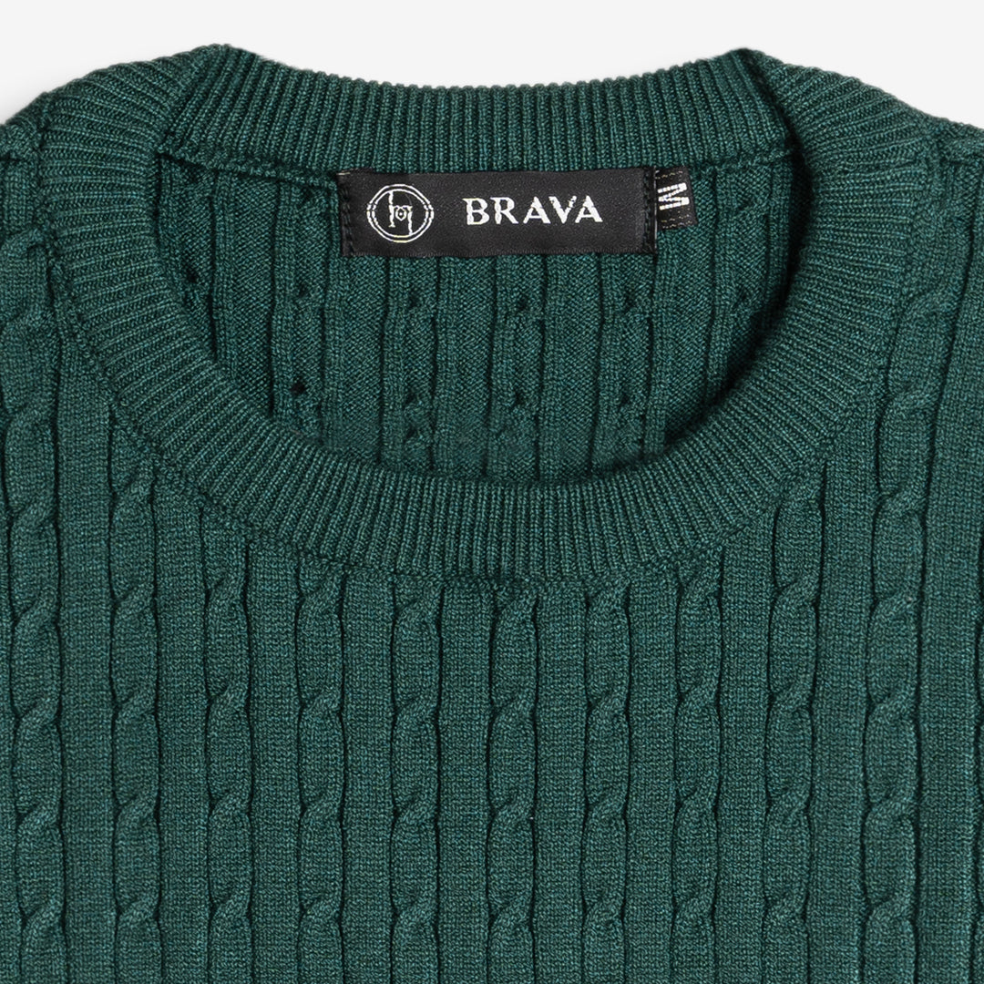 Brava Dark Green Braided Pullover