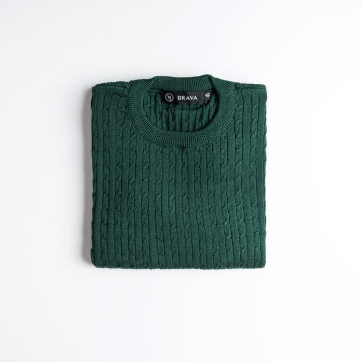 Brava Dark Green Braided Pullover