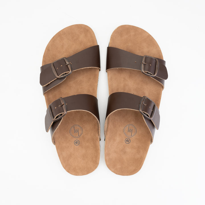 Double Strap Brown Slipper- Premium Quality