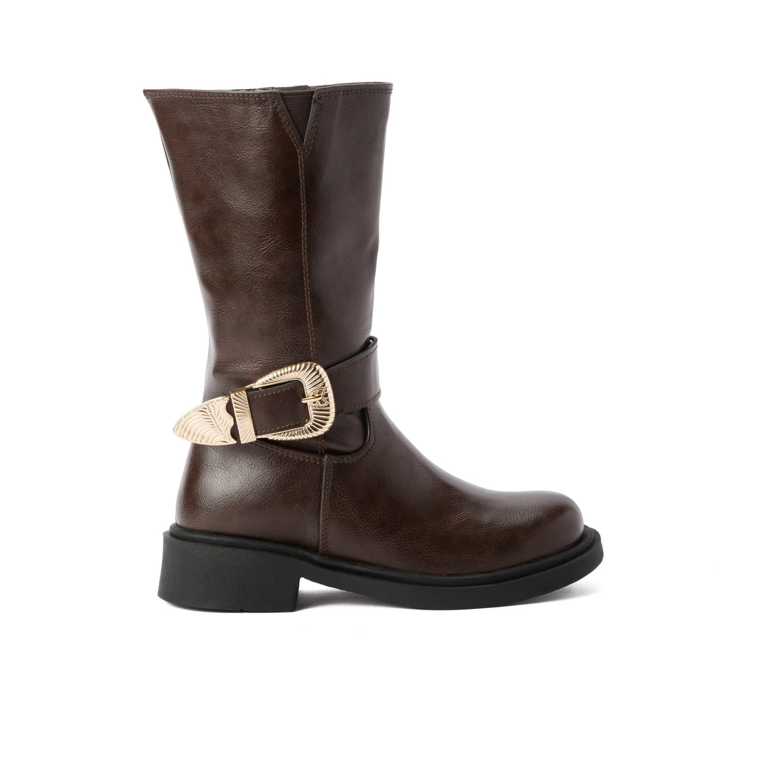 Brava Rebel Buckle Mid Boot- Brown