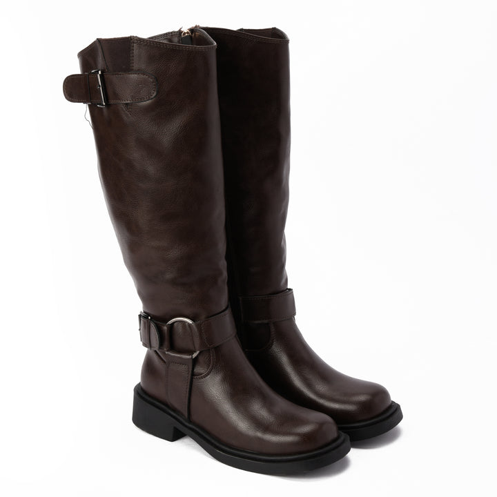 Brava — Harness Loop Knee Boot - Brown