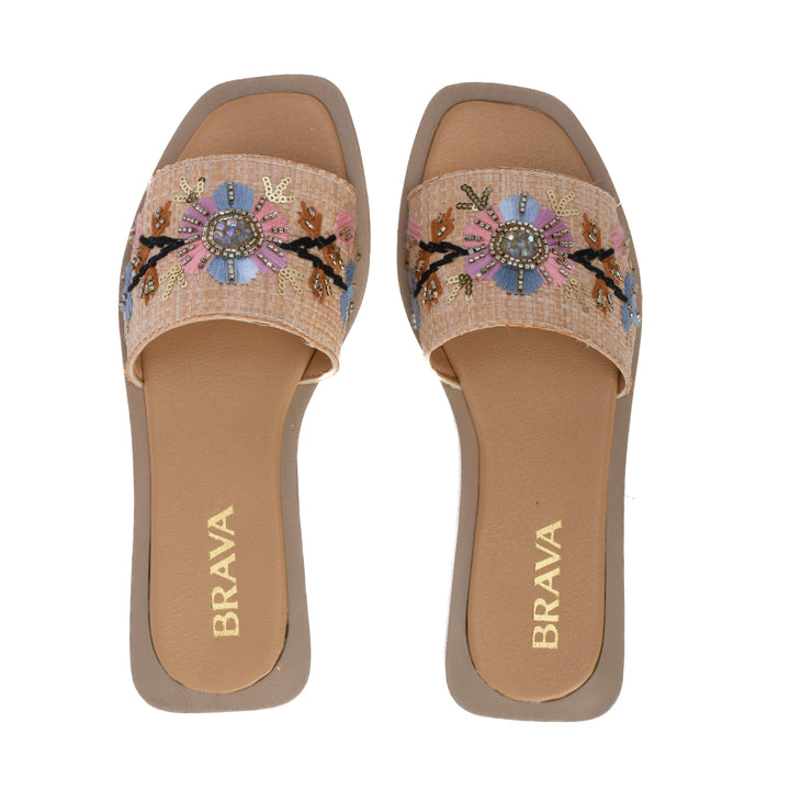Brava Beige Flowera Slipper