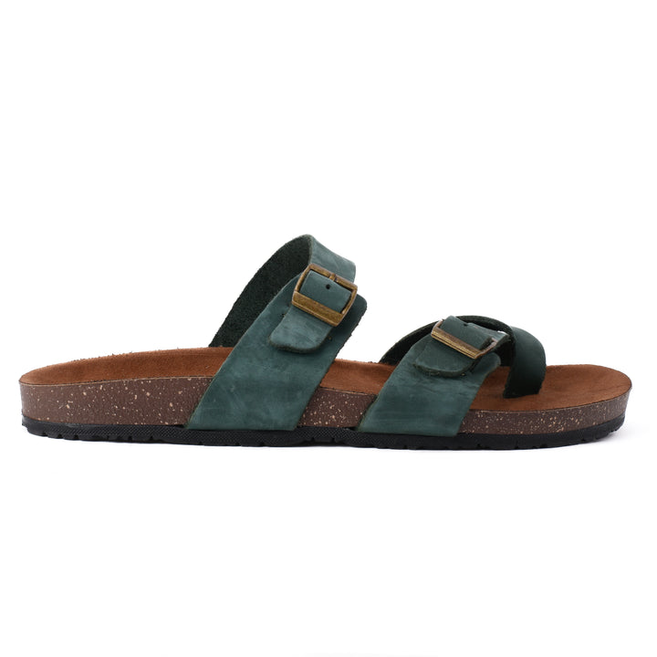 Double Buckled Toe Slipper Green
