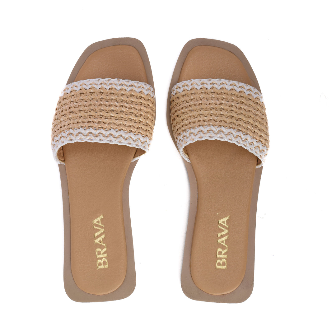 Brava Beige Wooven Slipper