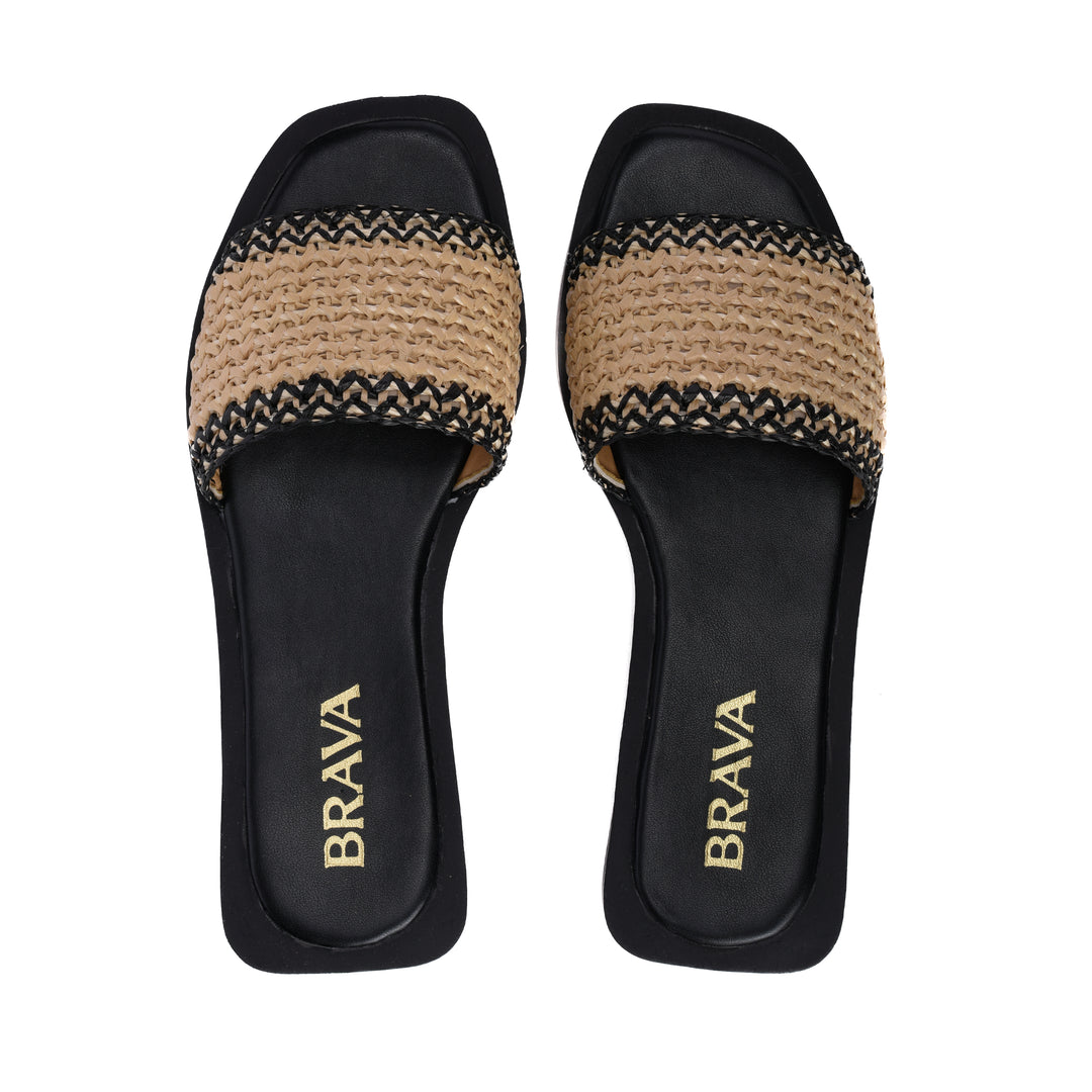 Brava Black Wooven Slipper