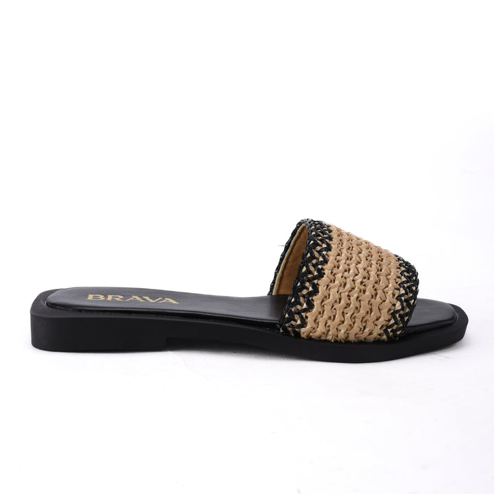 Brava Black Wooven Slipper