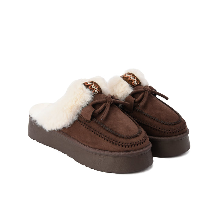 Brava Cozy Noir Fur Mule- Brown