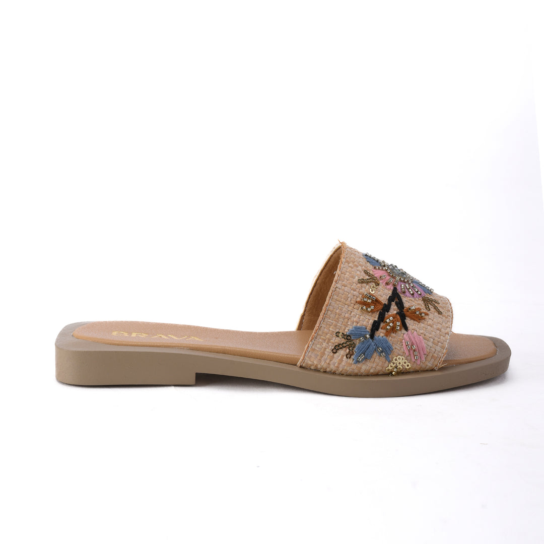 Brava Beige Flowera Slipper