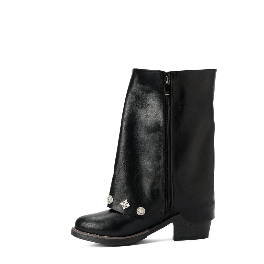Brava — Cleo Stud Half Boot- Black
