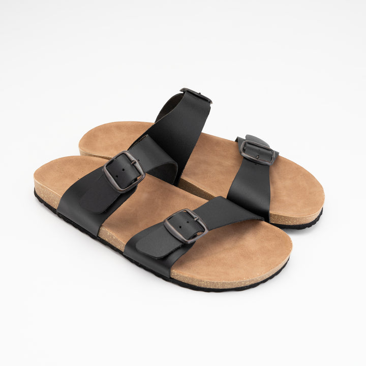 Double Strap Black Slipper- Premium Quality