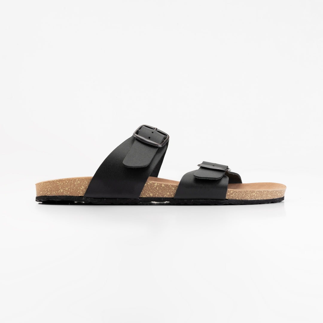 Double Strap Black Slipper- Premium Quality