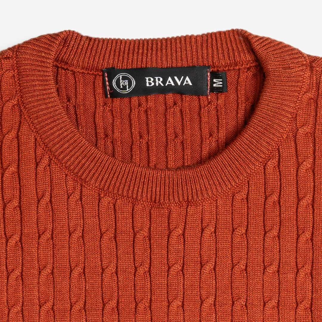 Brava Dark Orange Braided Pullover