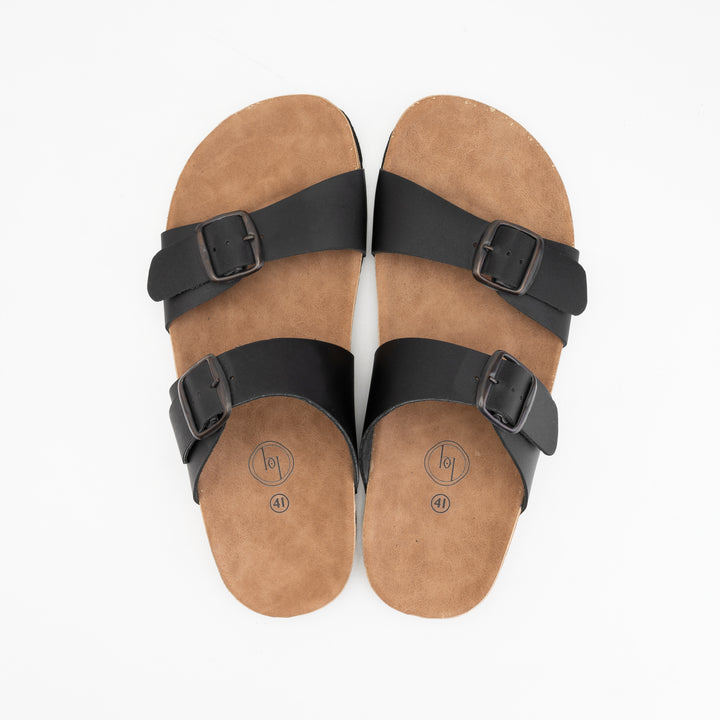 Double Strap Black Slipper- Premium Quality