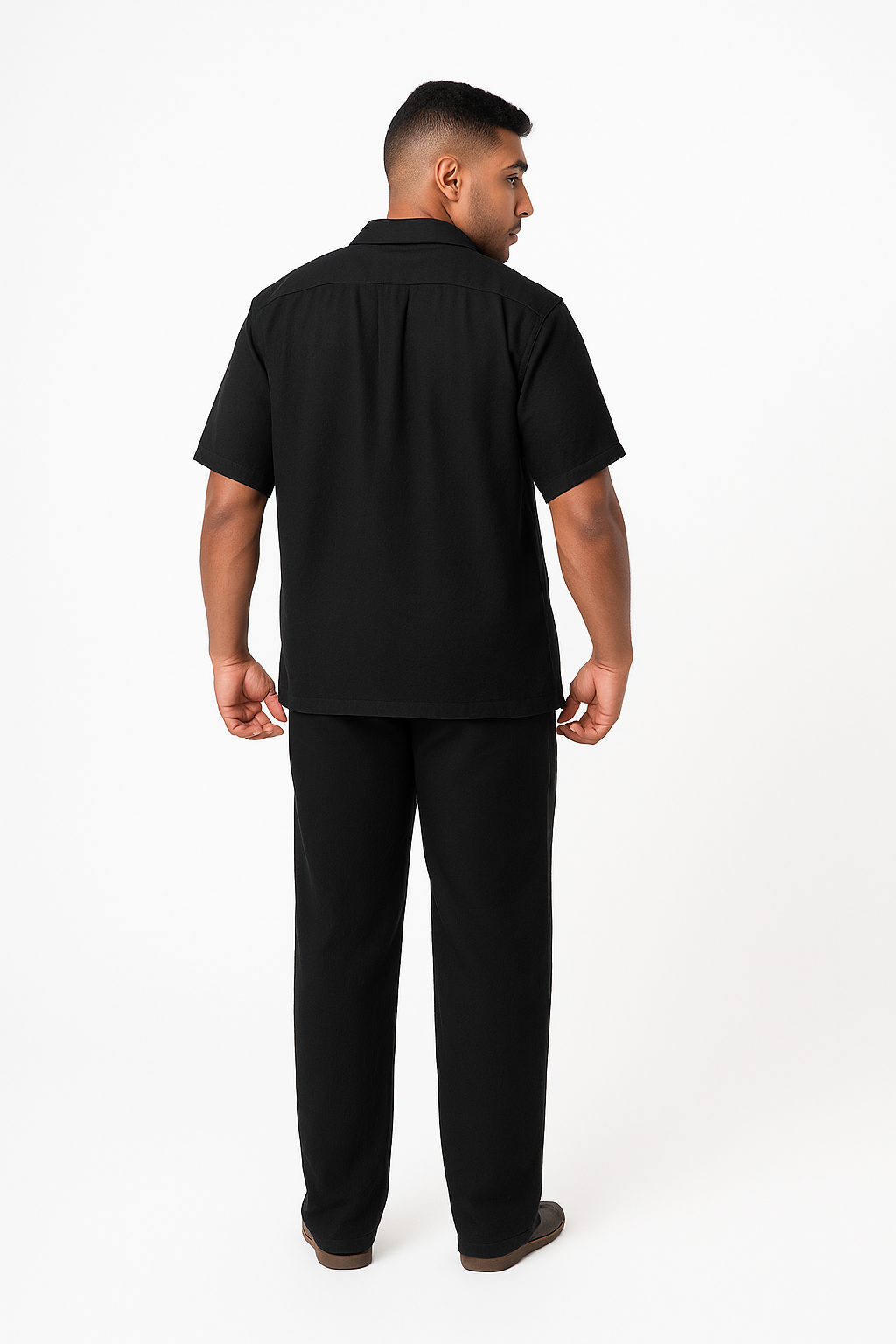 Brava Black Half Shirt Linen