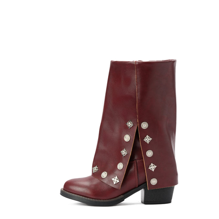Brava — Cleo Stud Half Boot- Burgundy