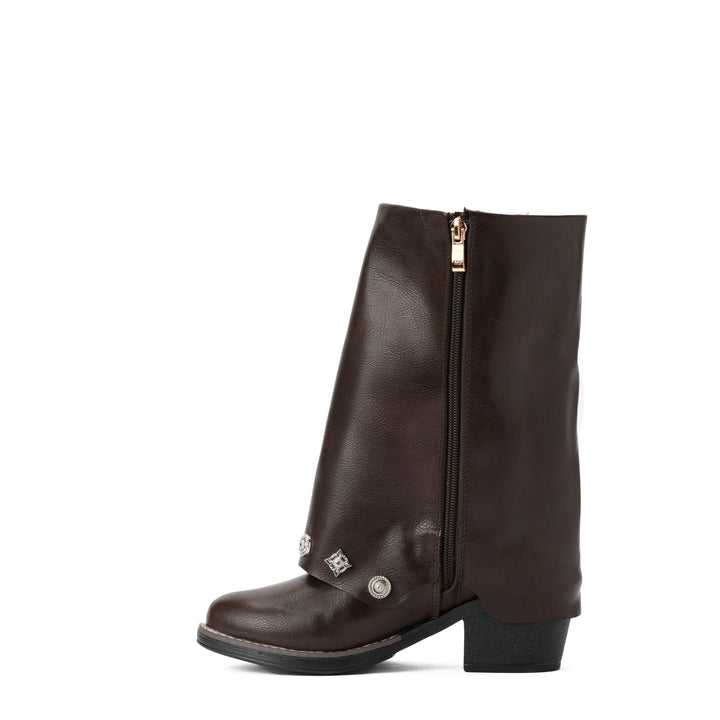 Brava — Cleo Stud Half Boot- Brown