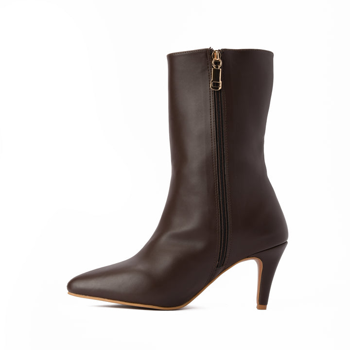 The Muse Pointed Mid Boot- Brown