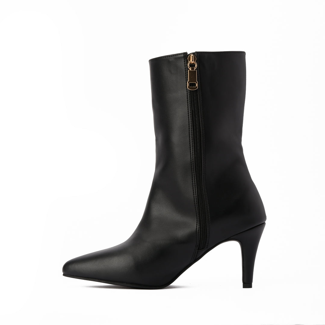 The Muse Pointed Mid Boot- Black