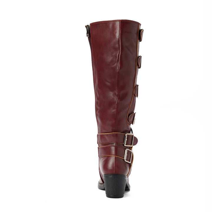Brava — Multi-Buckle Rider Boot- Burgundy