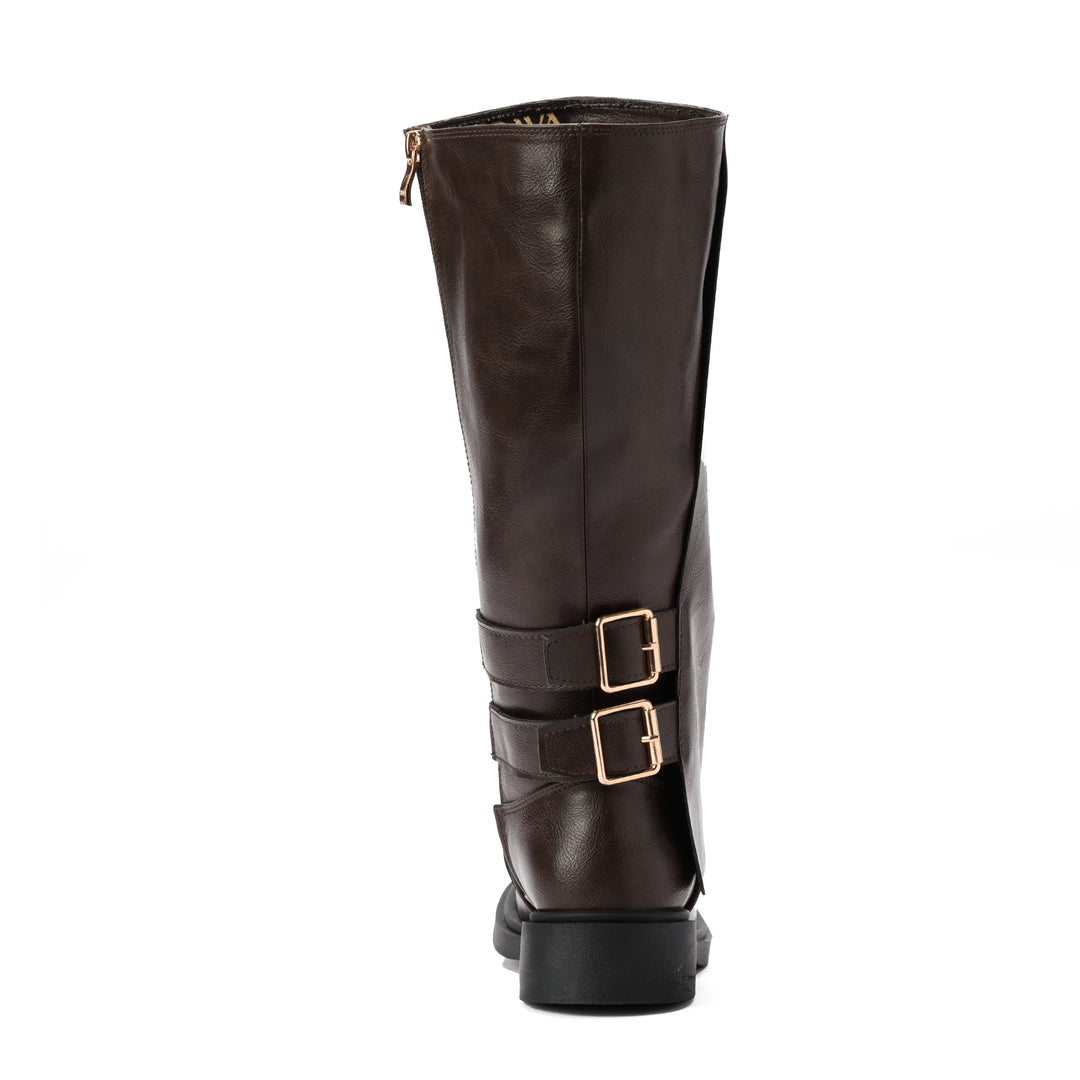 Brava — Double-Cinch Knee Boot- Brown