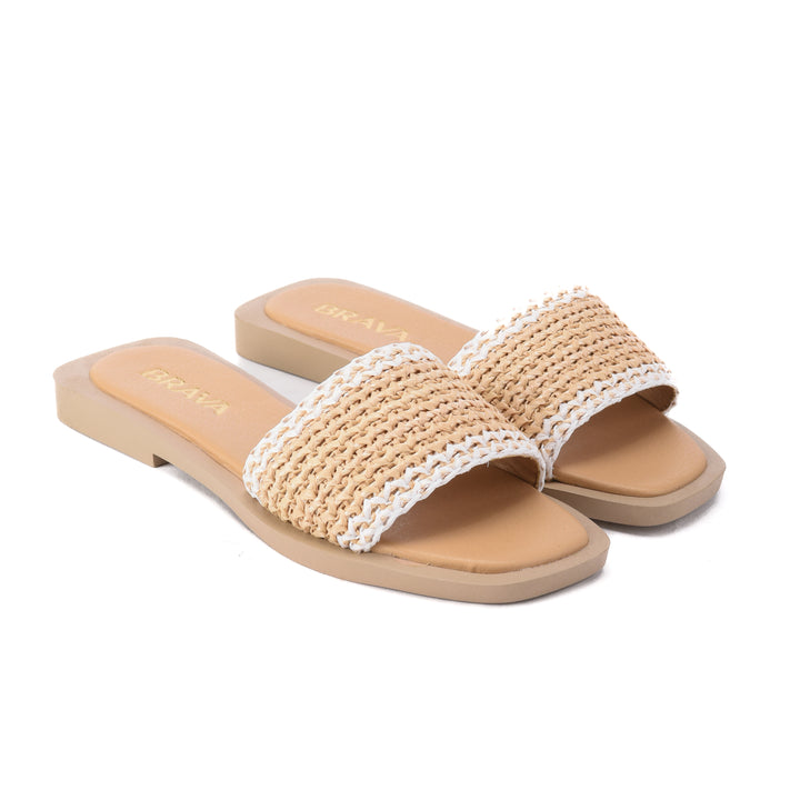 Brava Beige Wooven Slipper