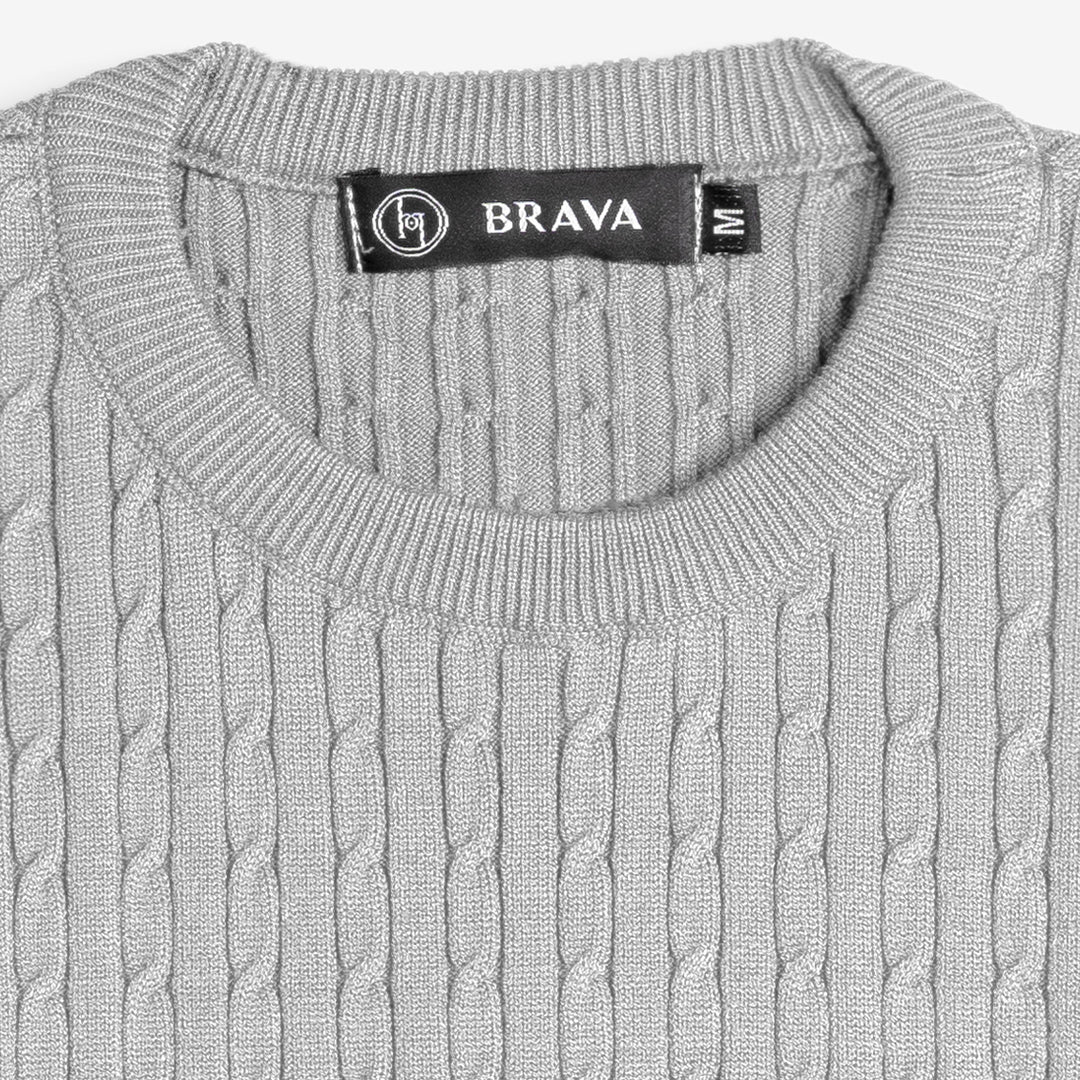 Brava Light Gray Braided Pullover