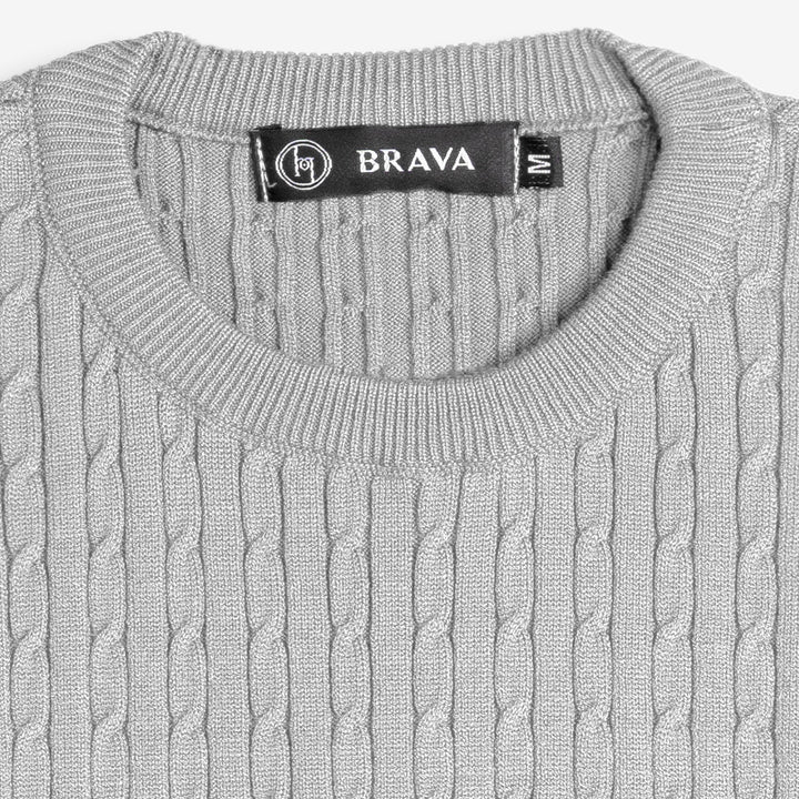 Brava Light Gray Braided Pullover