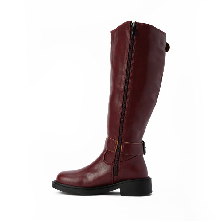 Brava — Harness Loop Knee Boot - Burgundy