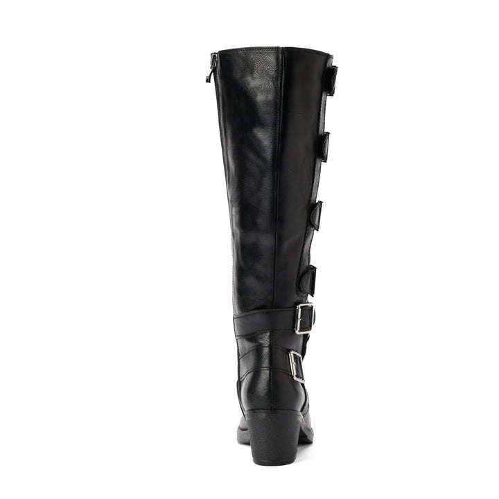 Brava — Multi-Buckle Rider Boot- Black