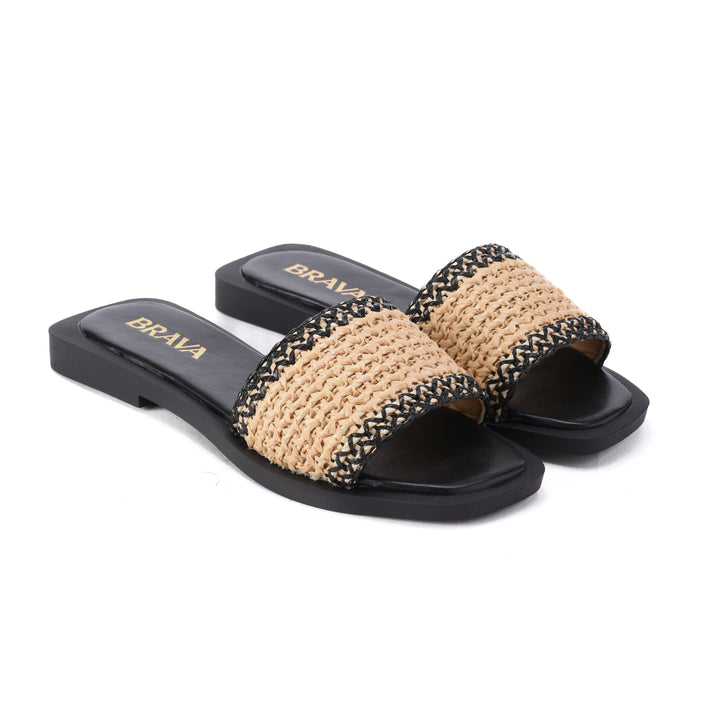 Brava Black Wooven Slipper