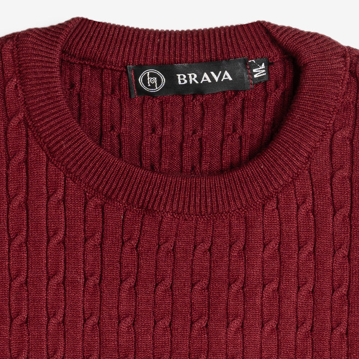 Brava Burgundy Braided Pullover