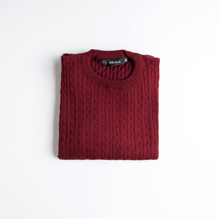 Brava Burgundy Braided Pullover