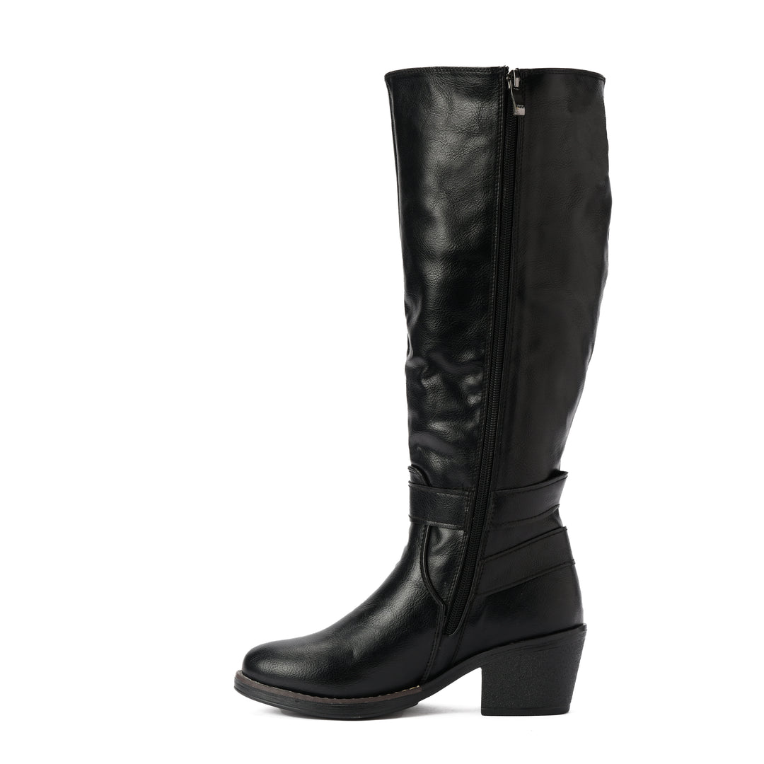 Brava — Multi-Buckle Rider Boot- Black