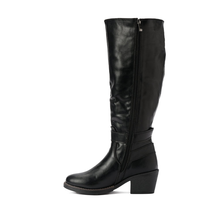 Brava — Multi-Buckle Rider Boot- Black