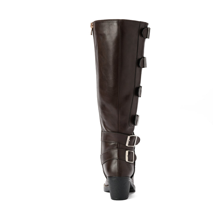 Brava — Multi-Buckle Rider Boot- Brown