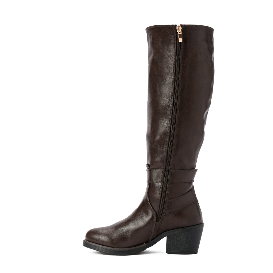 Brava — Multi-Buckle Rider Boot- Brown