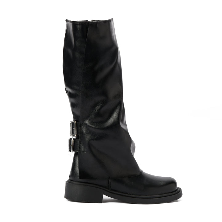 Brava — Double-Cinch Knee Boot- Black