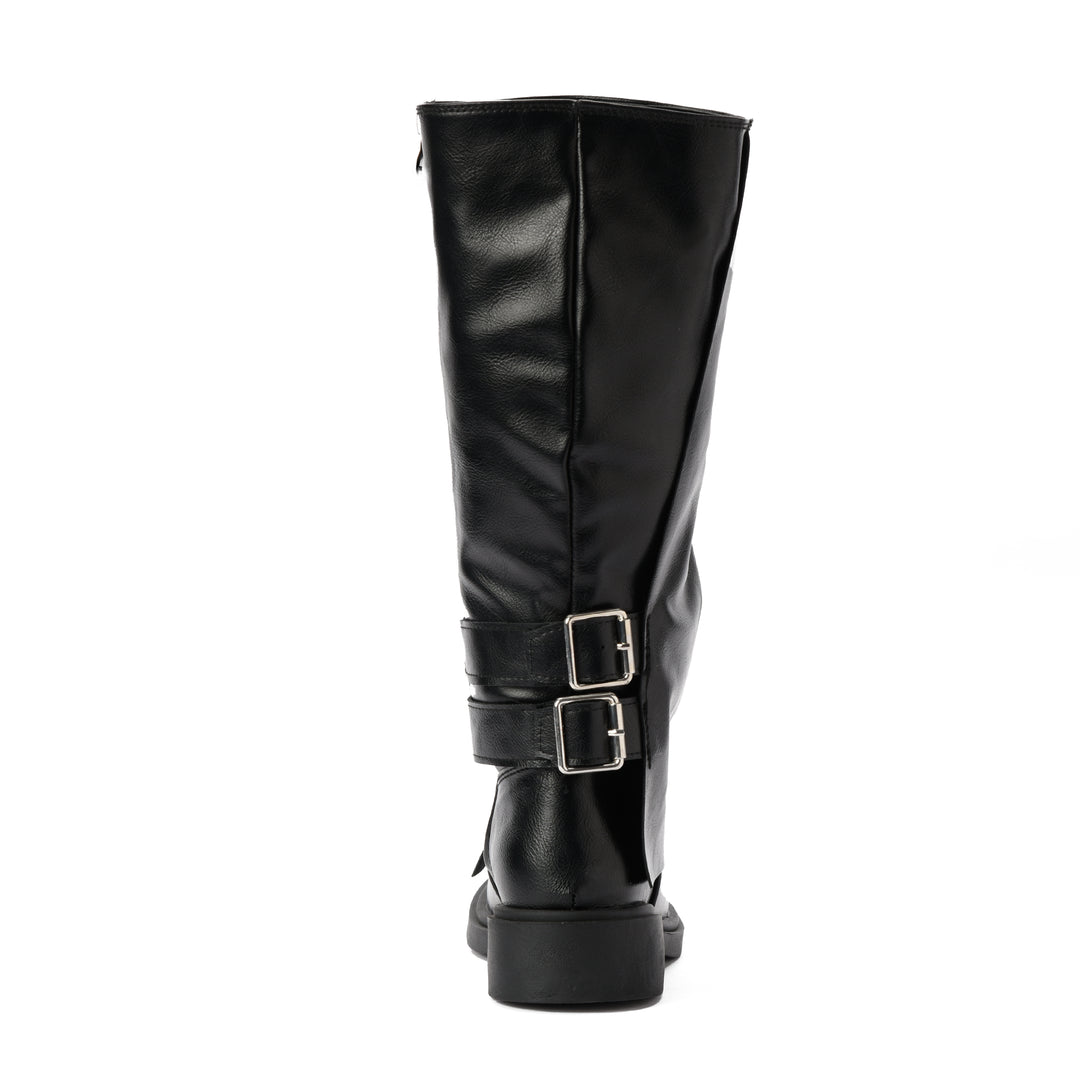Brava — Double-Cinch Knee Boot- Black