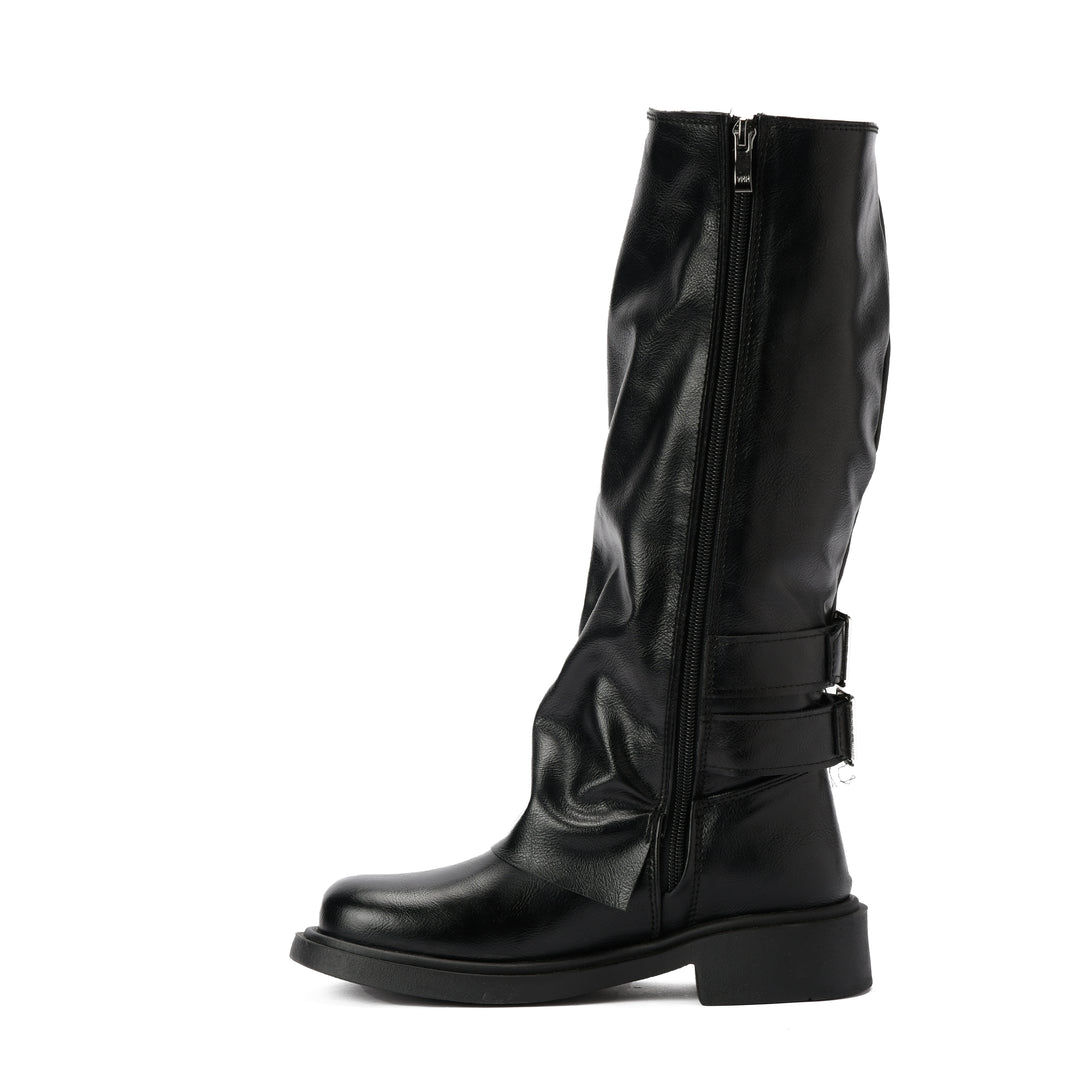 Brava — Double-Cinch Knee Boot- Black