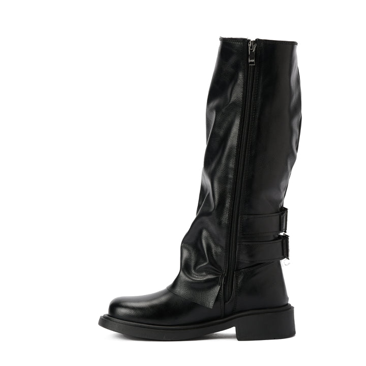 Brava — Double-Cinch Knee Boot- Black